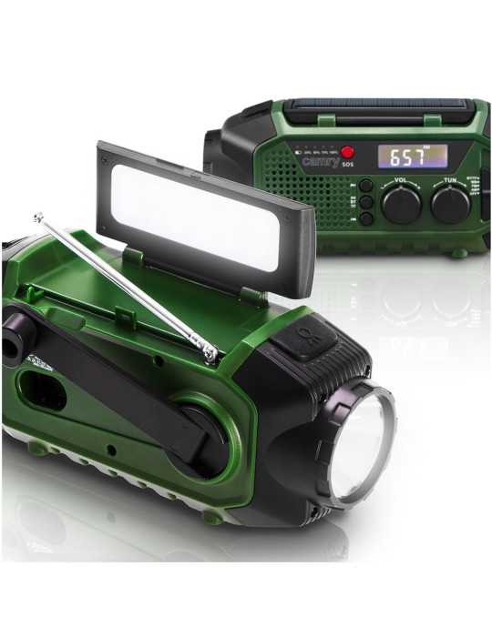 Radio Emergencia Multifunción Solar/Dinamo/Usb 4000 mAh CR1919, Verde, 181 x 72 x 82 mm CAMRY
