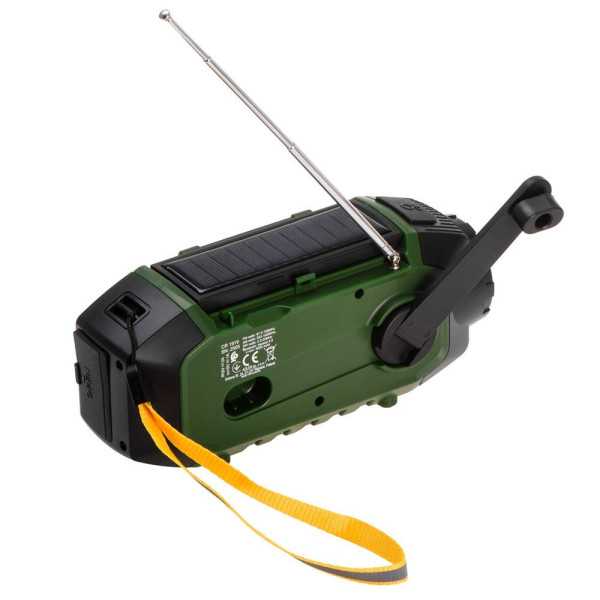 Radio Emergencia Multifunción Solar/Dinamo/Usb 4000 mAh CR1919, Verde, 181 x 72 x 82 mm CAMRY