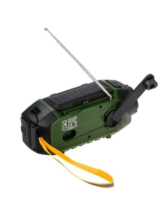 Radio Emergencia Multifunción Solar/Dinamo/Usb 4000 mAh CR1919, Verde, 181 x 72 x 82 mm CAMRY