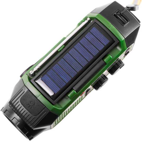 Radio Emergencia Multifunción Solar/Dinamo/Usb 4000 mAh CR1919, Verde, 181 x 72 x 82 mm CAMRY