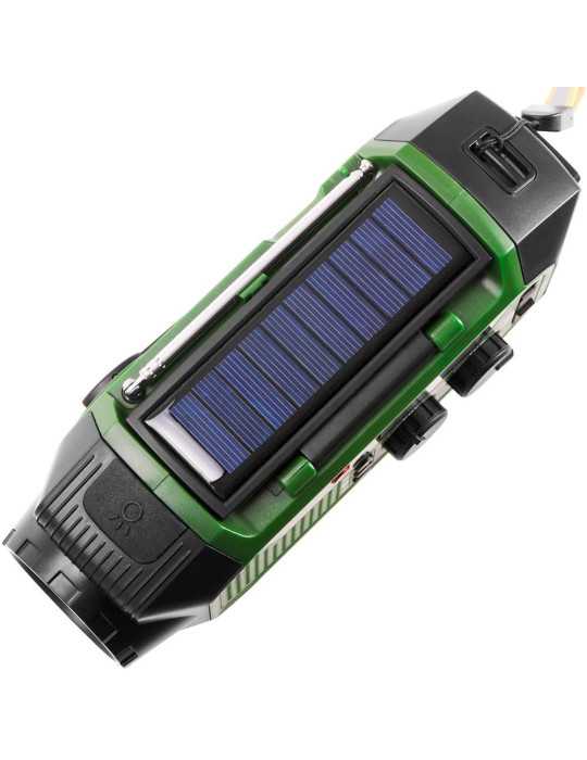 Radio Emergencia Multifunción Solar/Dinamo/Usb 4000 mAh CR1919, Verde, 181 x 72 x 82 mm CAMRY