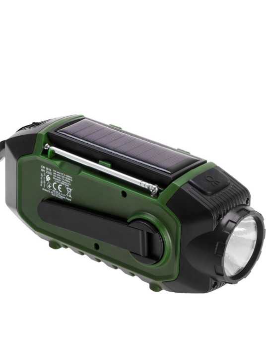 Radio Emergencia Multifunción Solar/Dinamo/Usb 4000 mAh CR1919, Verde, 181 x 72 x 82 mm CAMRY