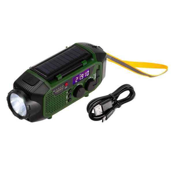 Radio Emergencia Multifunción Solar/Dinamo/Usb 4000 mAh CR1919, Verde, 181 x 72 x 82 mm CAMRY