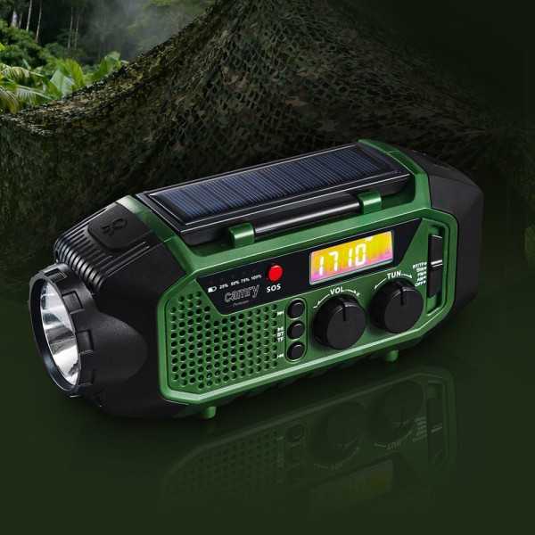Radio Emergencia Multifunción Solar/Dinamo/Usb 4000 mAh CR1919, Verde, 181 x 72 x 82 mm CAMRY