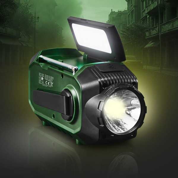 Radio Emergencia Multifunción Solar/Dinamo/Usb 4000 mAh CR1919, Verde, 181 x 72 x 82 mm CAMRY