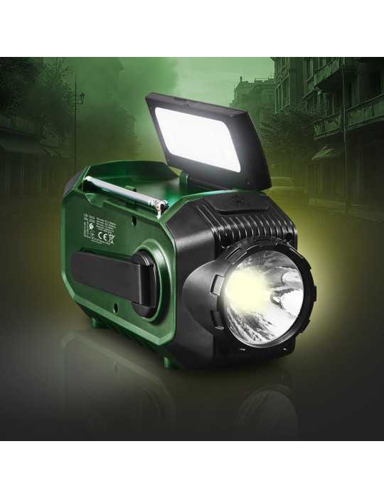 Radio Emergencia Multifunción Solar/Dinamo/Usb 4000 mAh CR1919, Verde, 181 x 72 x 82 mm CAMRY