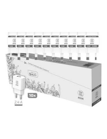 Pack Ahorro 10 Cargadores Basik 2,4A Blanc (Usb-a) TECH ONE TECH