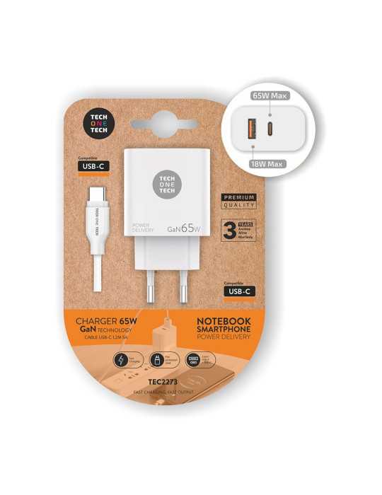 Cargador Notebook/Móvil 65W Gan Pd + Cable 1,2M 5A TECH ONE TECH