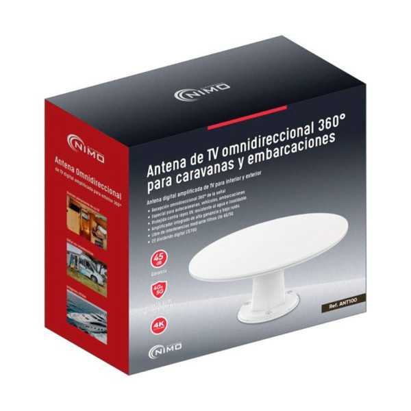 Antena Omnidireccional 360° TV Amplificada Tdt para Caravanas y Embarcaciones NIMO