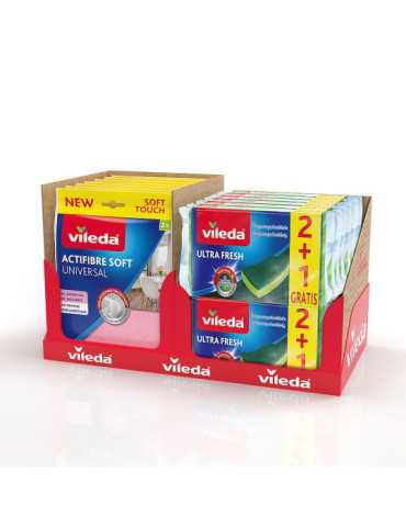 Expositor Sobremesa, 15 x Bayeta Actifibre + 12 x Estropajo Fce VILEDA