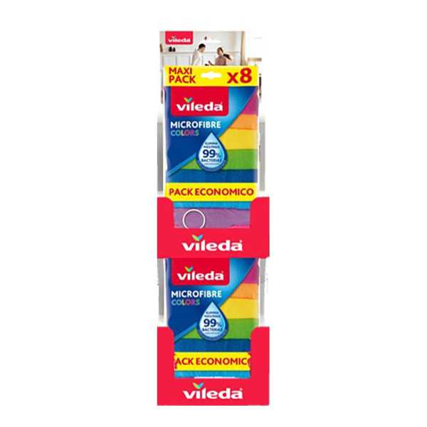 Expositor de Bayetas Microfibra Colors, Ref. 77608, 10 Packs de 8 uds VILEDA