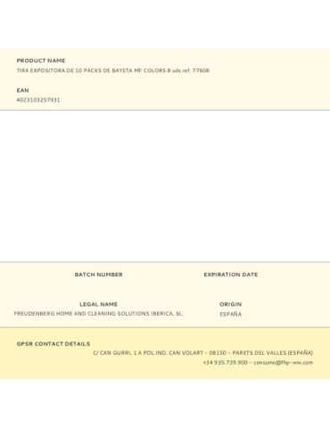 Expositor de Bayetas Microfibra Colors, Ref. 77608, 10 Packs de 8 uds VILEDA 2