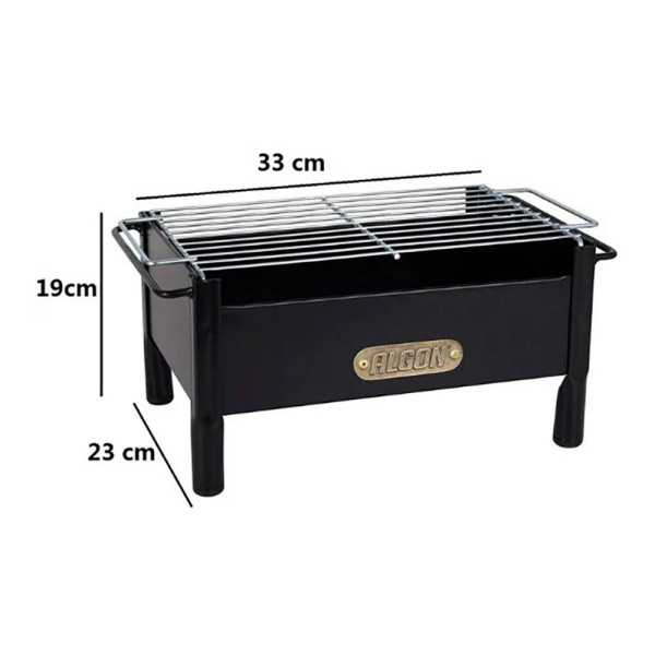 Barbacoa de Sobremesa de Hierro con Parrilla de Acero Inoxidable, 33 x 23 x 19 cm ALGON