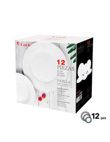 Vajilla Blanca Clásica, 12 Piezas CARK
