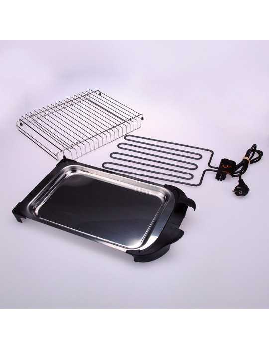 Barbacoa Eléctrica 2400 W Inox, 42 x 26 x 7 cm JATA HOGAR