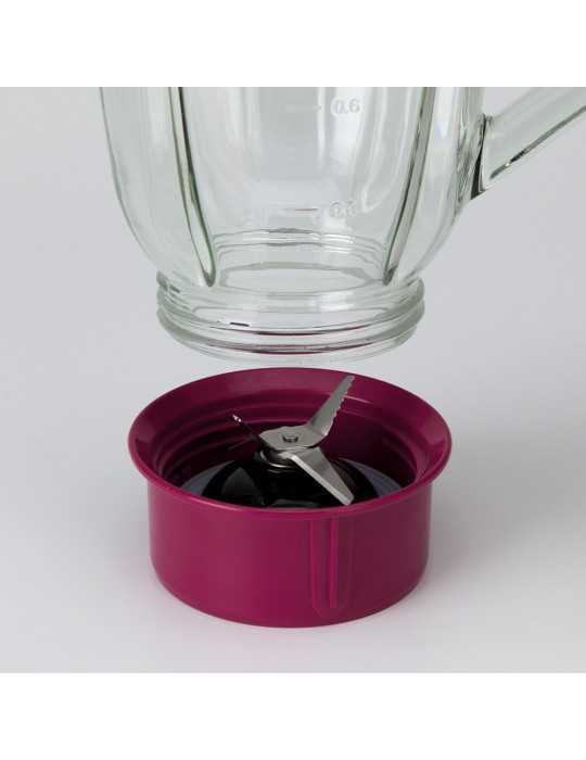 Batidora de Vaso de Cristal 1300 W, 1,5 l, Blanca-Violeta JATA HOGAR