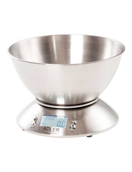Báscula de Cocina con Bol 2 L, Inox, AD3134, Máximo 5 kg ADLER