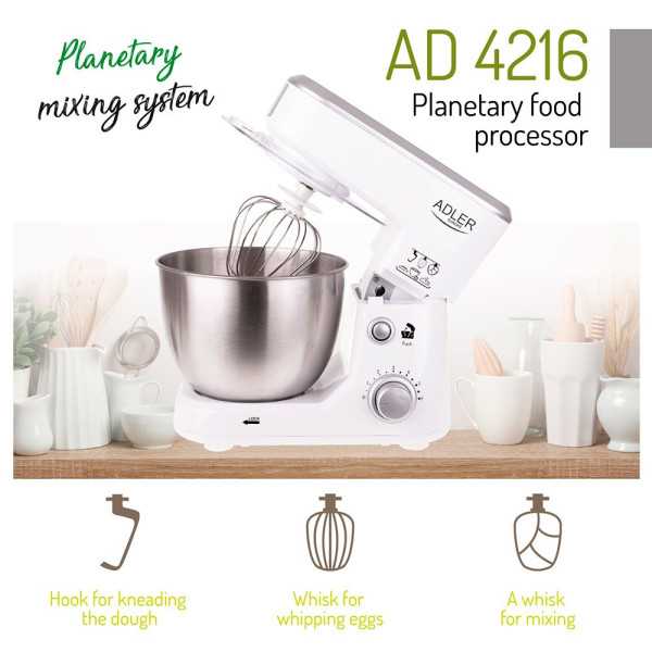 Batidora Amasadora AD4216, Blanca, 1000 W, 4 L ADLER
