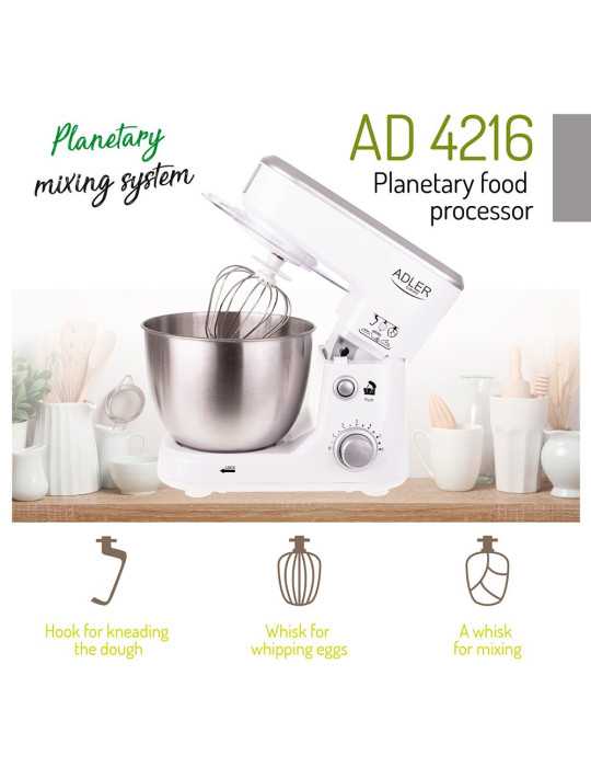 Batidora Amasadora AD4216, Blanca, 1000 W, 4 L ADLER