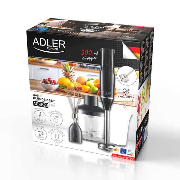 Batidora de Mano con Picadora y Vaso, AD4620, Negra, 800 W ADLER