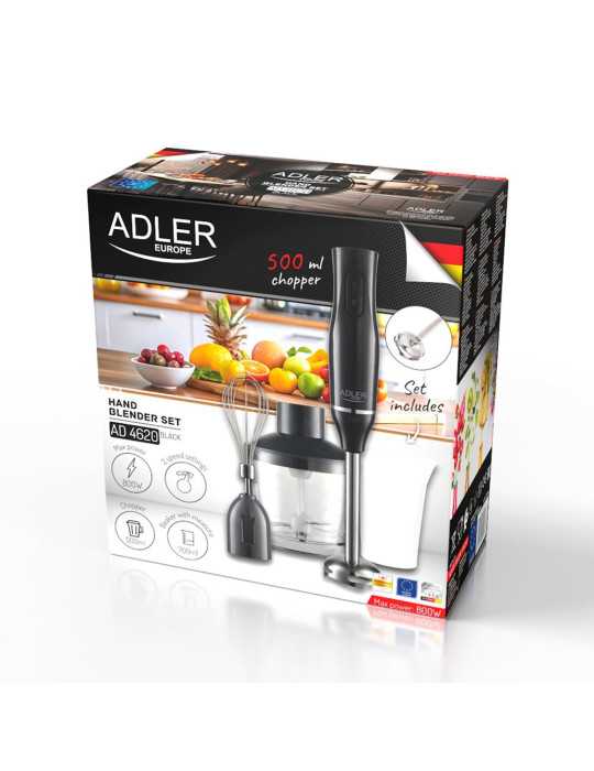 Batidora de Mano con Picadora y Vaso, AD4620, Negra, 800 W ADLER