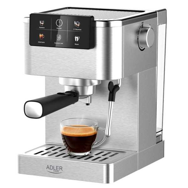 Cafetera Espresso 5 en 1 AD4390, Inox, 1350 W, 20 Bar ADLER