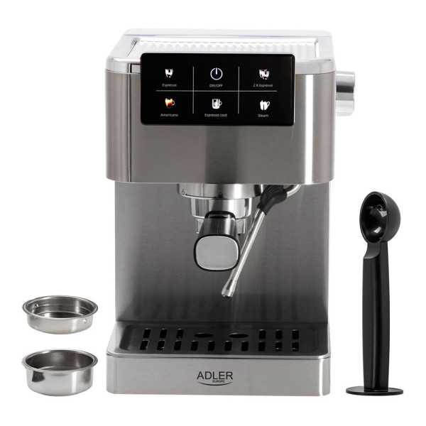 Cafetera Espresso 5 en 1 AD4390, Inox, 1350 W, 20 Bar ADLER