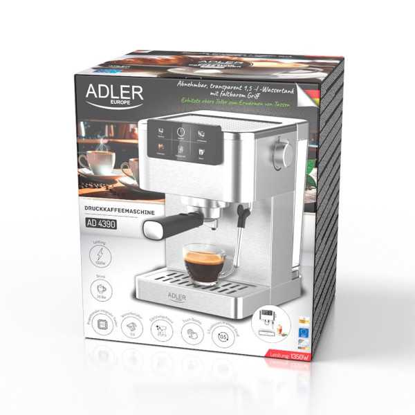 Cafetera Espresso 5 en 1 AD4390, Inox, 1350 W, 20 Bar ADLER