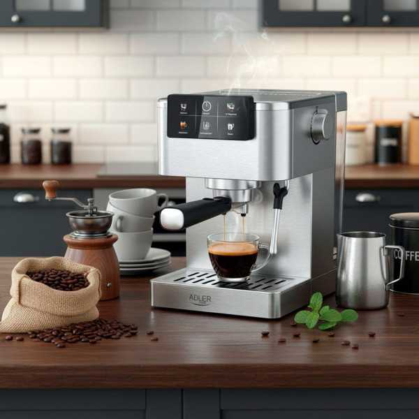 Cafetera Espresso 5 en 1 AD4390, Inox, 1350 W, 20 Bar ADLER