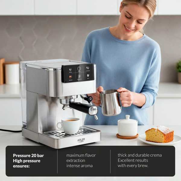 Cafetera Espresso 5 en 1 AD4390, Inox, 1350 W, 20 Bar ADLER