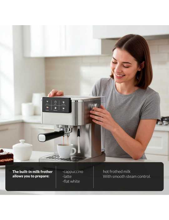 Cafetera Espresso 5 en 1 AD4390, Inox, 1350 W, 20 Bar ADLER