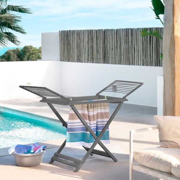 Tendedero Plegable con Alas Gris Claro, Tendido 21 m SP BERNER