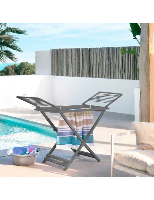 Tendedero Plegable con Alas Gris Claro, Tendido 21 m SP BERNER