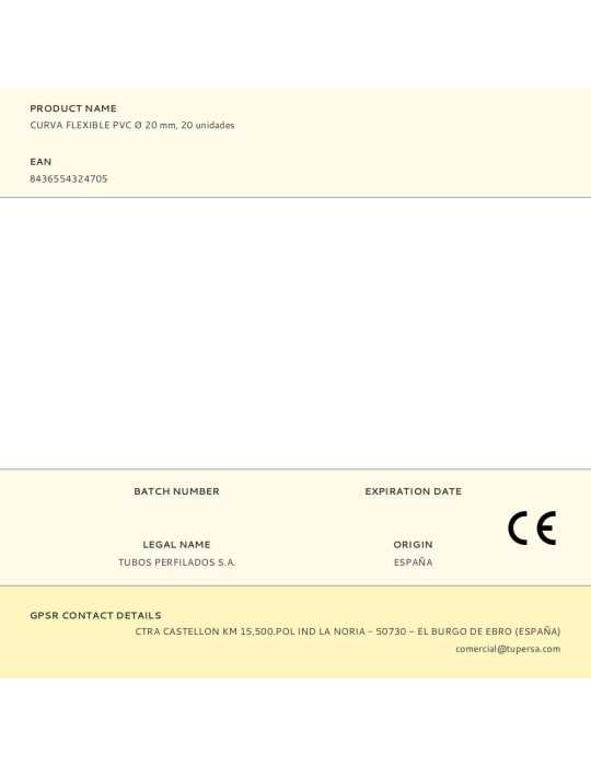 Curva Flexible PVC Ø 20 mm, 20 unidades TUPERSA