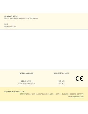 Curva Rígida PVC Ø 16 mm, Gris, 20 unidades TUPERSA 2