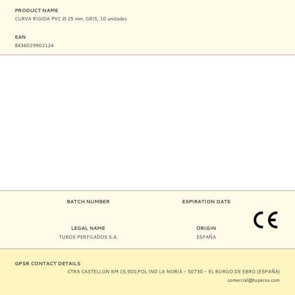 Curva Rigida PVC Ø 25 mm, Gris, 10 unidades TUPERSA