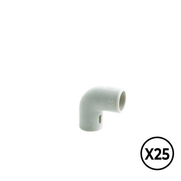 Codo Inspeccionable Gris 90° de PVC Ø 25 mm, 25 unidades TUPERSA