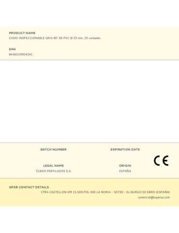 Codo Inspeccionable Gris 90° de PVC Ø 25 mm, 25 unidades TUPERSA 2