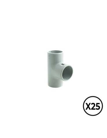 Manguito en T Inspeccionable de PVC Ø 20 mm, Gris, 25 unidades TUPERSA
