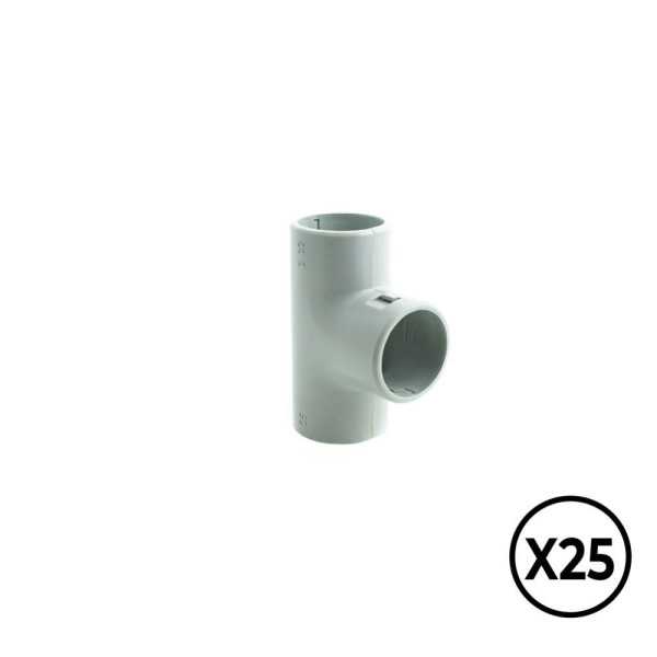 Manguito en T Inspeccionable de PVC Ø 20 mm, Gris, 25 unidades TUPERSA