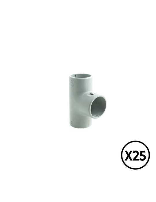 Manguito en T Inspeccionable de PVC Ø 20 mm, Gris, 25 unidades TUPERSA