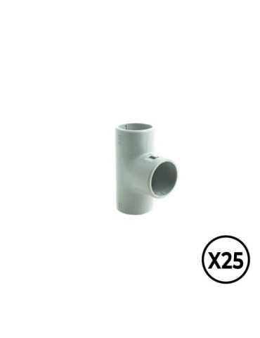 Manguito en T Inspeccionable de PVC Ø 25 mm, Gris, 25 unidades TUPERSA