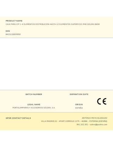 Caja para Icp 1-4 Elementos Distribucion Hasta 12 Elementos Superficie IP40 8698 SOLERA 2
