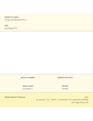 Lote de 5 Unidades Fusible Neozed D03 100 A 2
