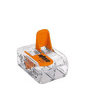 Lote de 100 Unidades Conector Rápido con Palanca 2 Vias, Ø Maximo 4 mm², 450 V , 32 A, Transparente, 13,2 x 18,6 x 8,4 mm WAGO