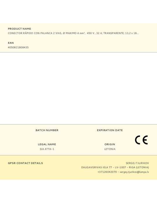 Lote de 100 Unidades Conector Rápido con Palanca 2 Vias, Ø Maximo 4 mm², 450 V , 32 A, Transparente, 13,2 x 18,6 x 8,4 mm WAGO