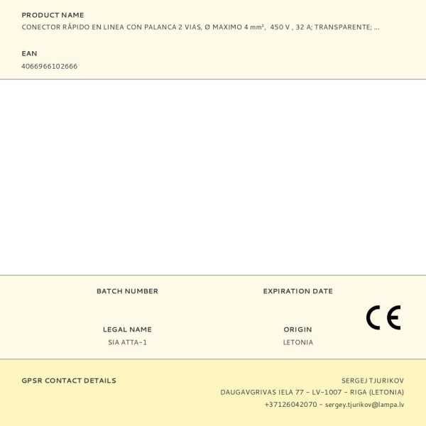 Lote de 60 Unidades Conector Rápido en Linea con Palanca 2 Vias, Ø Maximo 4 mm², 450 V , 32 A, Transparente, 8,1 x 35,5 x WAGO
