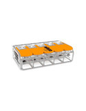 Lote de 15 Unidades Conector Rápido con Palanca 5 Vias, Ø Maximo 6 mm², 450 V , 41 A, Transparente, 36 x 21,1 x 10,1 mm WAGO