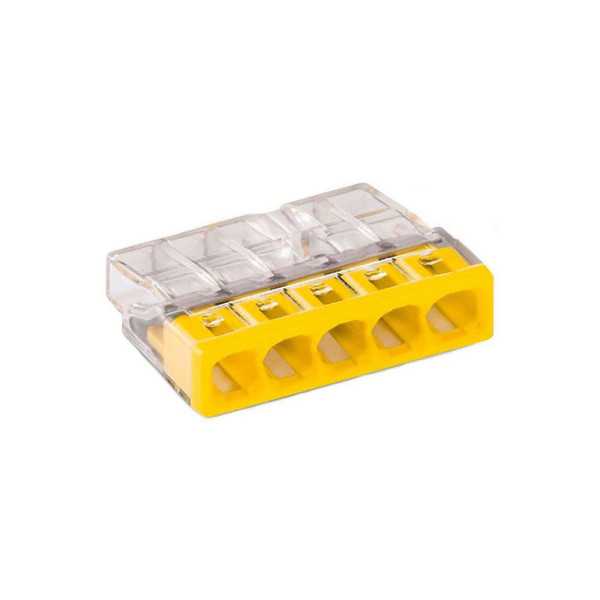 Lote de 100 Unidades Conector Rápido 5 Vias, Ø Máximo 2,5 mm², Transparente / Amarilla WAGO