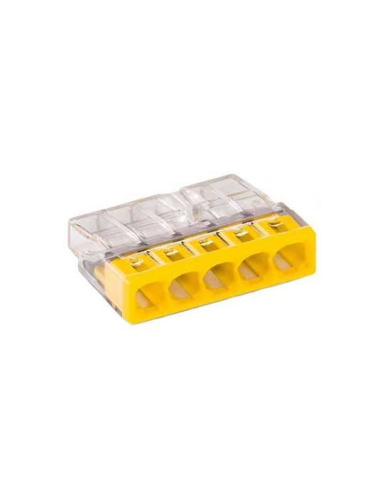 Lote de 100 Unidades Conector Rápido 5 Vias, Ø Máximo 2,5 mm², Transparente / Amarilla WAGO